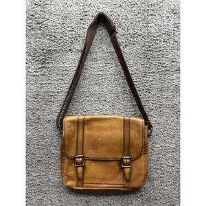 Fossil‎ Men's Double Buckle Flap Leather Crossbody Messenger Bag Brown